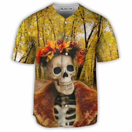Skull Amazing Skeletonin Autumn - Baseball Jersey - Owl Ohh - Owl Ohh