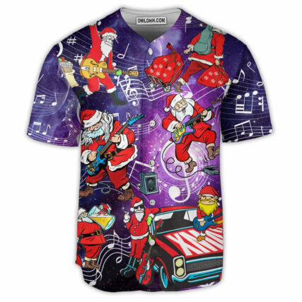 Guitar Santa With Guitar Be The Music Of Yourself - Baseball Jersey - Owl Ohh - Owl Ohh