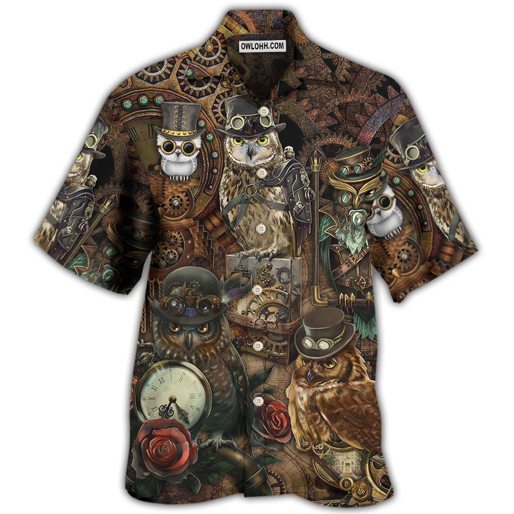Owl Steampunk Retro Style - Hawaiian Shirt - Owl Ohh - Owl Ohh