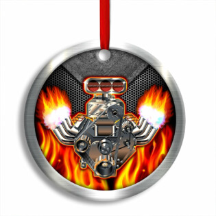 Hot Rod Christmas Flame Merry Xmas - Circle Ornament - Owl Ohh - Owl Ohh