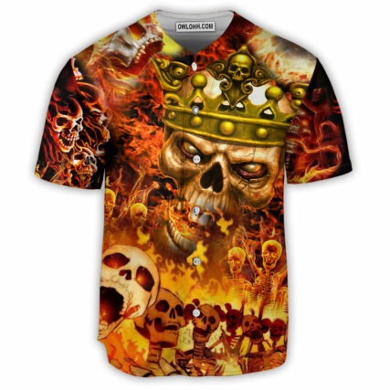 Skull King On Fire - Baseball Jersey - Owl Ohh - Owl Ohh