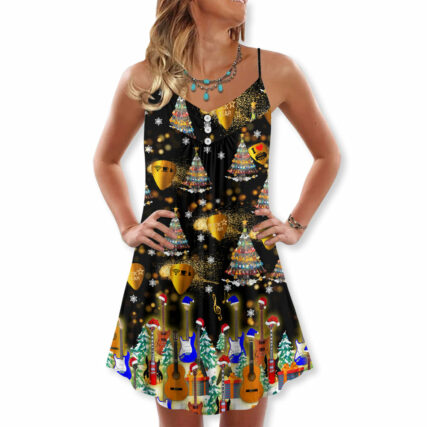 Christmas Yes I Speak Guitar - V-neck Sleeveless Cami Dress - Owl Ohh - Owl Ohh