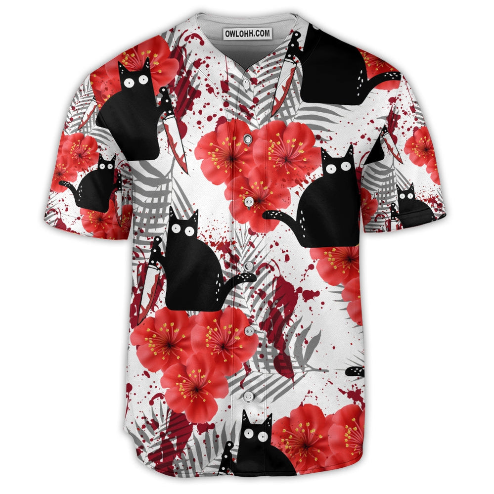 Black Cat Blood Stains - Baseball Jersey - Owl Ohh - Owl Ohh