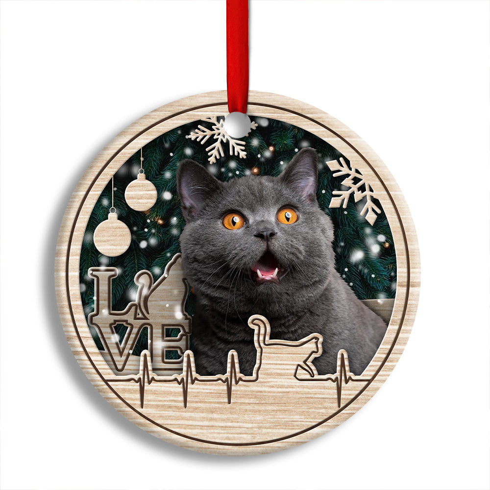 Christmas Cat Lover Heart Beat - Circle Ornament - Owl Ohh - Owl Ohh