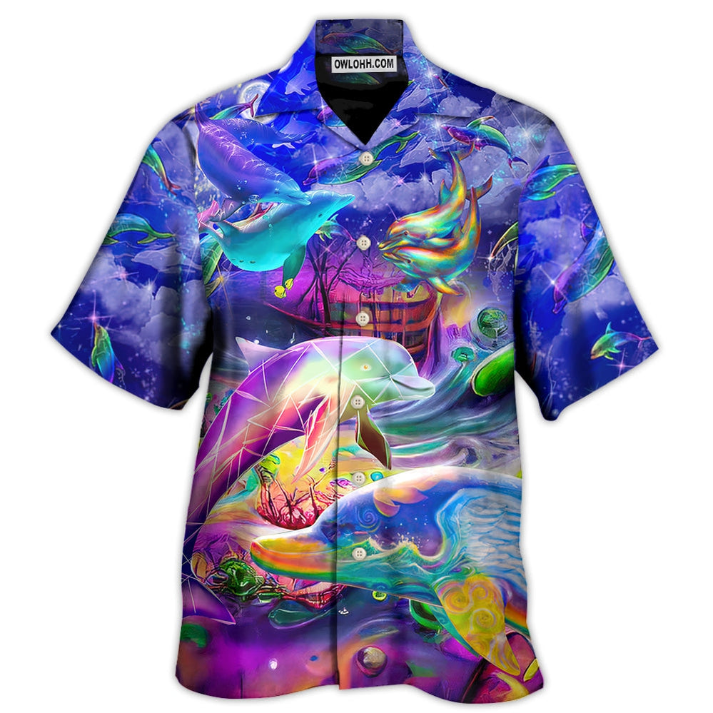 Dolphin Rainbow Jumping Into New World - Hawaiian Shirt - Owl Ohh - Owl Ohh
