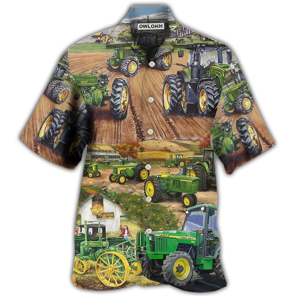 Tractor Green Tractor Working Farm - Hawaiian Shirt - Owl Ohh - Owl Ohh