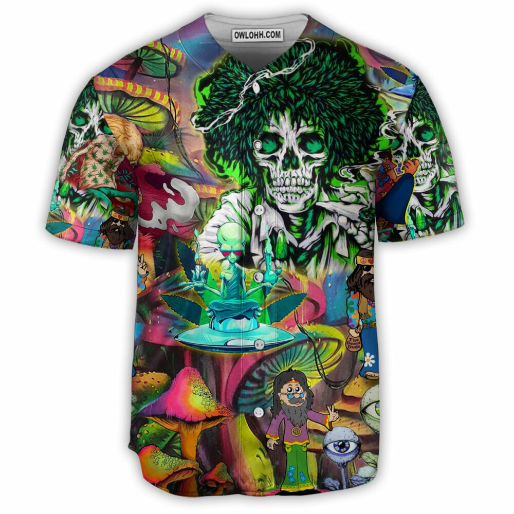 Hippie Skull Alien Mix Color - Baseball Jersey - Owl Ohh - Owl Ohh