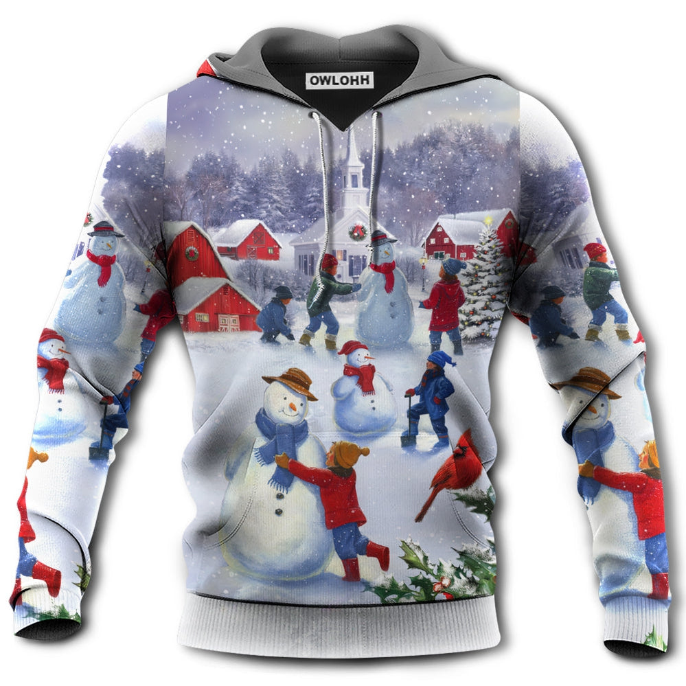 Christmas Children Love Snowman In The Christmas Town - Hoodie - Owl Ohh - Owl Ohh