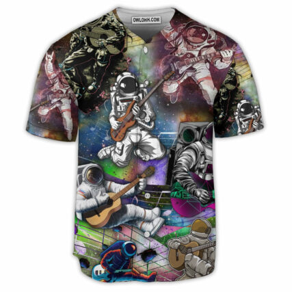 Guitar Galaxy Funny Astronaut Music Lover - Baseball Jersey - Owl Ohh - Owl Ohh