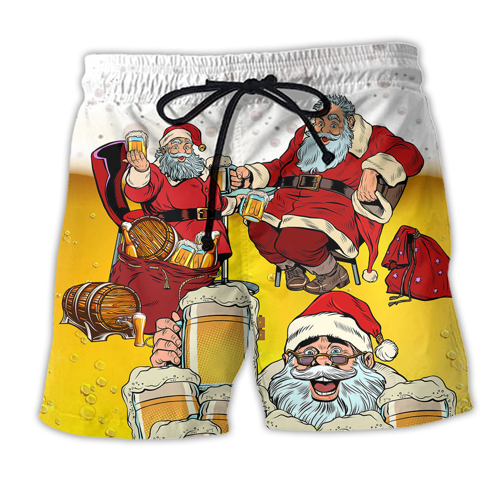 Christmas Santa I Want More Beer - Beach Short - Owl Ohh - Owl Ohh