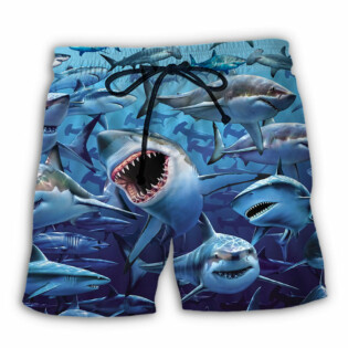 Shark Family Hunting Together - Beach Short - Owl Ohh - Owl Ohh