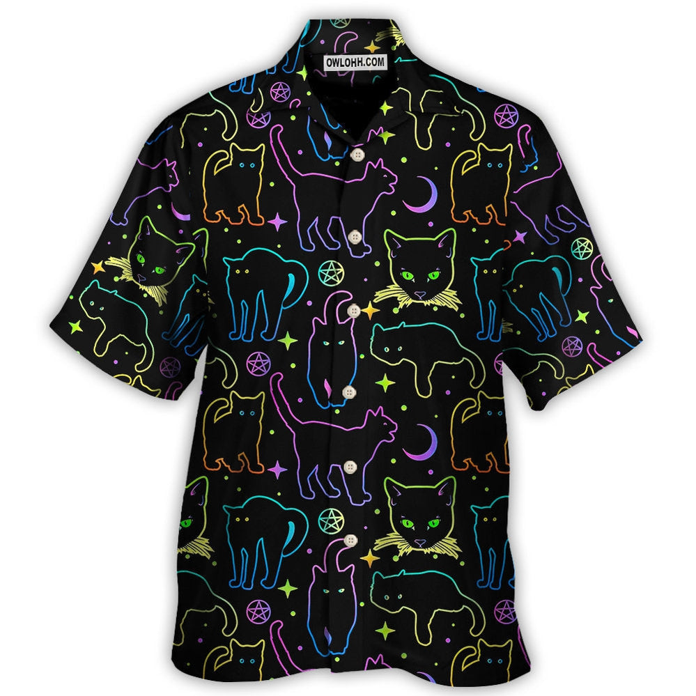 Cat Neon Colorful Playing With Kitten Magical - Hawaiian Shirt - Owl Ohh - Owl Ohh
