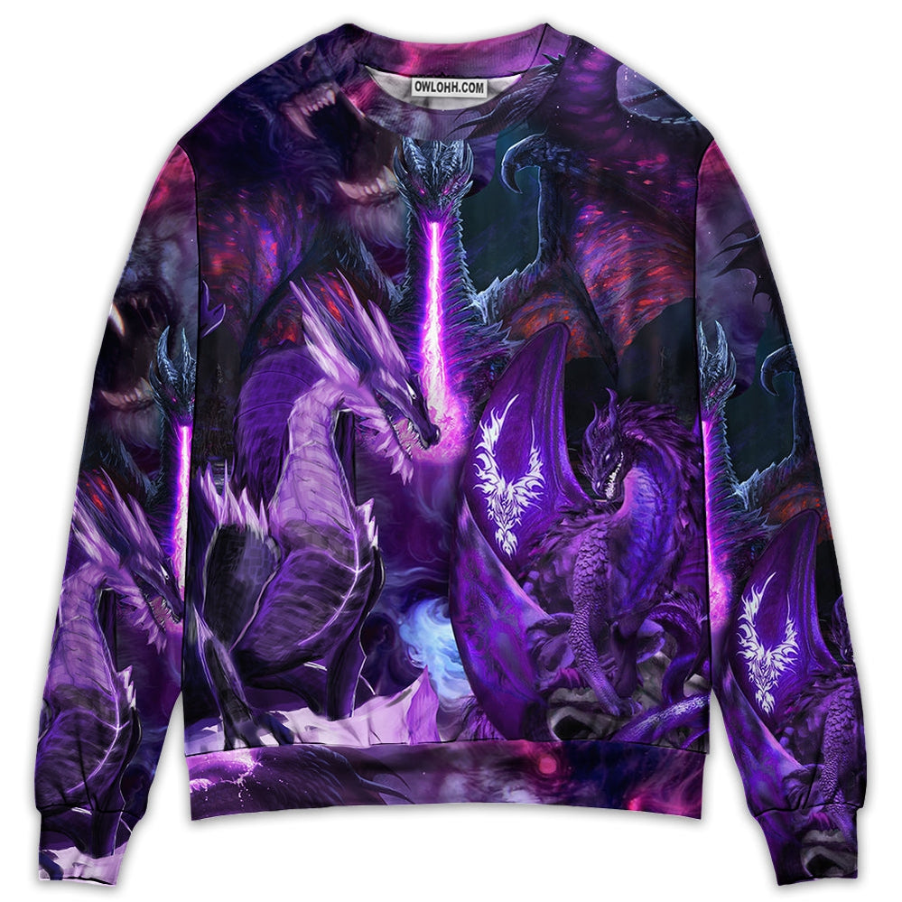 Dragon Dark Purple Lightning Art Style - Sweater - Ugly Christmas Sweaters - Owl Ohh - Owl Ohh