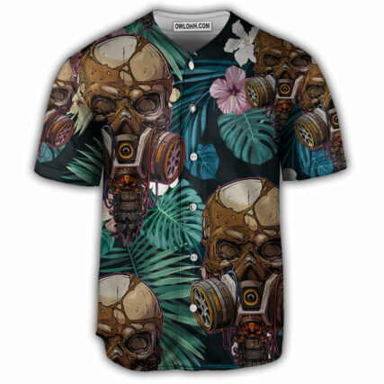 Skull Style Lover And Tropical Leaves - Baseball Jersey - Owl Ohh - Owl Ohh