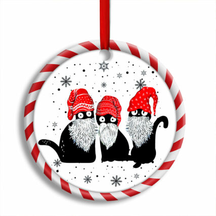 Christmas Cat Santa Hat Gromes - Circle Ornament - Owl Ohh - Owl Ohh