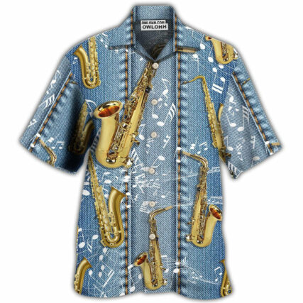 Saxophone Jeans Art Music Note - Hawaiian Shirt - Owl Ohh - Owl Ohh