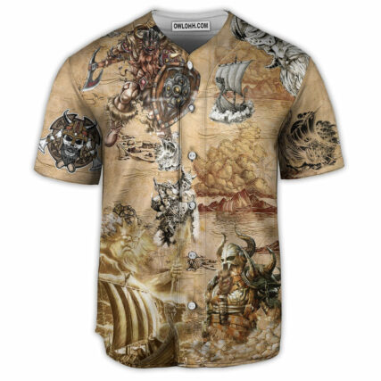 Viking Map War Vintage Style - Baseball Jersey - Owl Ohh - Owl Ohh