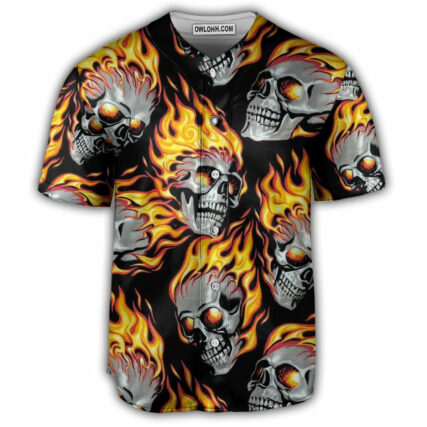 Skull Cool On Fire - Baseball Jersey - Owl Ohh - Owl Ohh