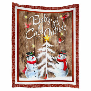Cardinal Snowman Merry Christmas Baby It's Cold Ourside - Flannel Blanket - Owl Ohh - Owl Ohh