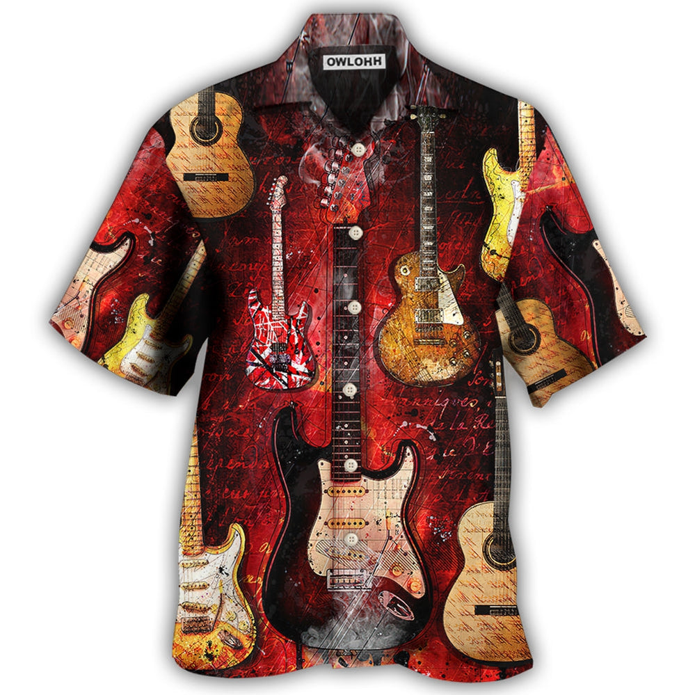 Guitar Abstract Halloween Guitar Art Style - Hawaiian Shirt - Owl Ohh - Owl Ohh