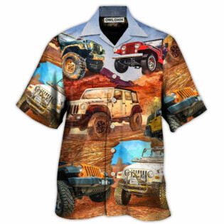 Jeep In The Desert Vintage Art Style - Hawaiian Shirt - Owl Ohh - Owl Ohh