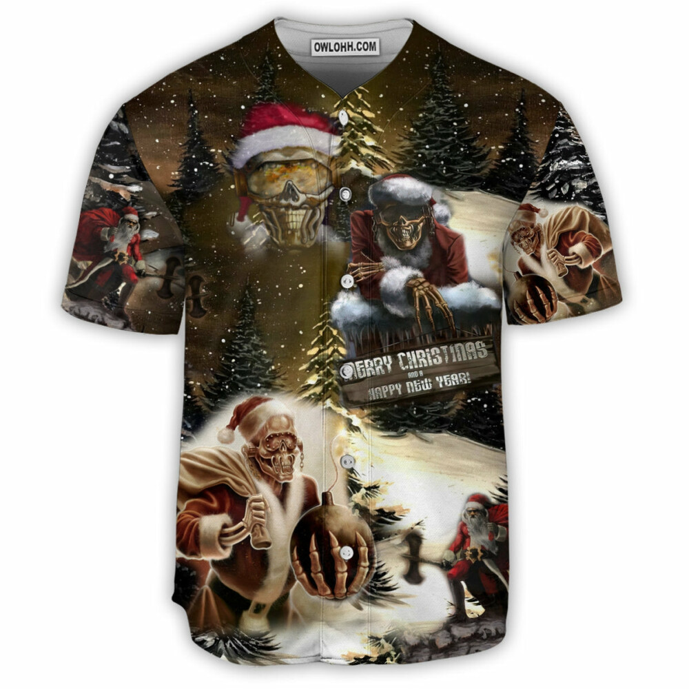 Skull Merry Xmas And Happy New Year - Baseball Jersey - Owl Ohh - Owl Ohh