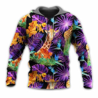 Giraffe Tropical Leaf Colorful - Hoodie - Owl Ohh - Owl Ohh