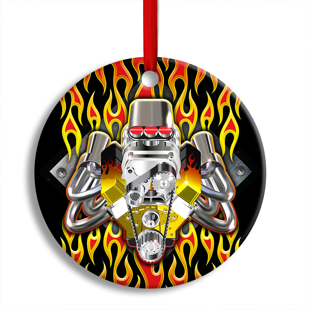 Hot Rod Christmas Flame Christmas Is Coming Custom Photo Personalized - Circle Ornament - Owl Ohh - Owl Ohh
