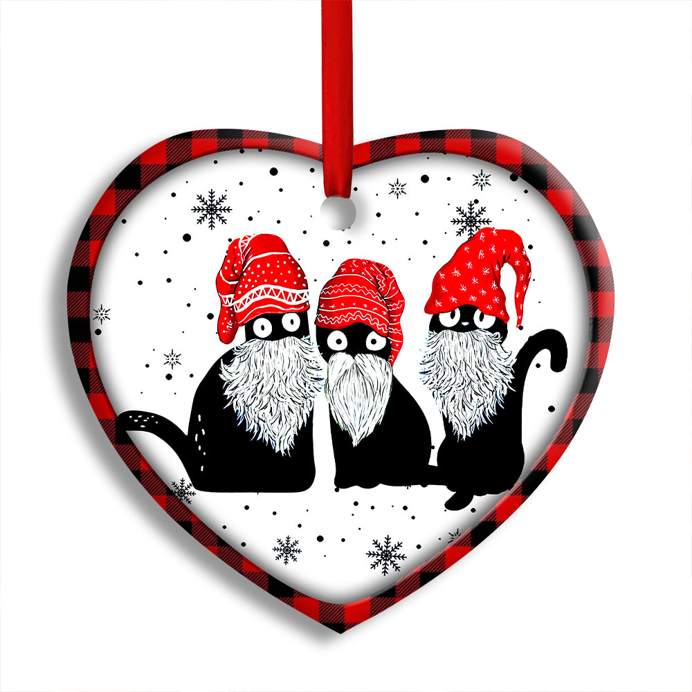 Christmas Cat Santa Hat Gromes - Heart Ornament - Owl Ohh - Owl Ohh