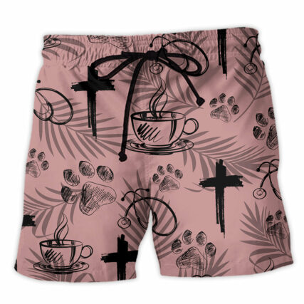 Coffee Jesus Coffee Dog Health - Beach Short - Owl Ohh - Owl Ohh