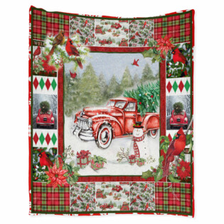 Cardinal Christmas Red Truck Come Farm - Flannel Blanket - Owl Ohh - Owl Ohh