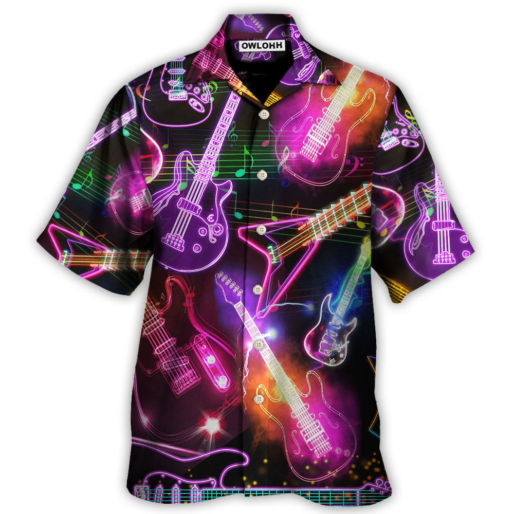 Guitar Neon Amazing Christmas - Hawaiian Shirt - Owl Ohh - Owl Ohh
