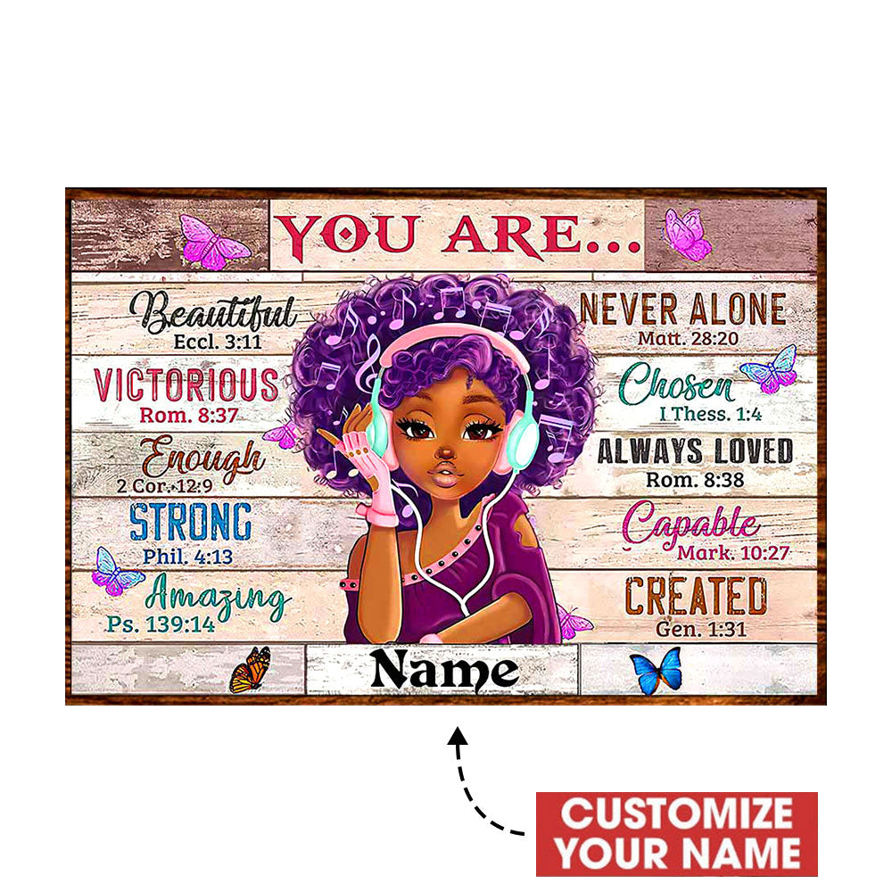 Black Girl You Are Beautiful Strong Amazing Perzonalized - Horizontal Poster - Owl Ohh - Owl Ohh