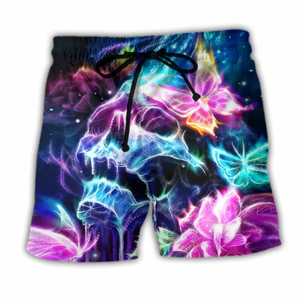 Skull Butterfly Flower Dream Lighting - Beach Short - Owl Ohh - Owl Ohh