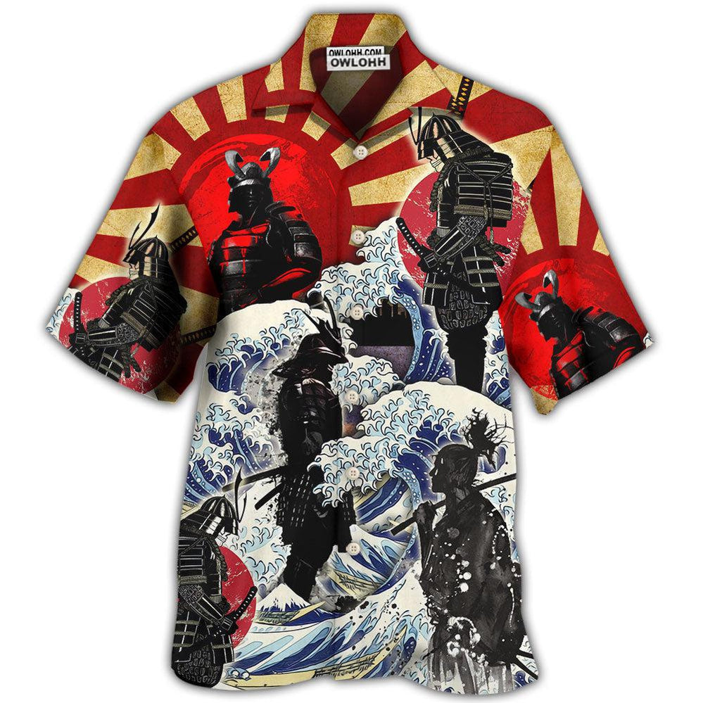 Samurai Red Sun And Wave Art - Hawaiian Shirt - Owl Ohh - Owl Ohh