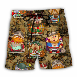 Viking Funny Viking Map Art - Beach Short - Owl Ohh - Owl Ohh