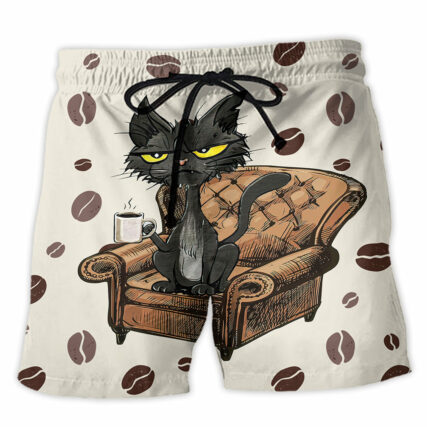 Coffee Black Cat My Coffee And I - Beach Short - Owl Ohh - Owl Ohh