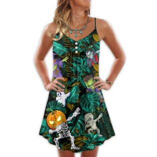 Halloween Dabbing Skeleton Zombie Style - V-neck Sleeveless Cami Dress - Owl Ohh - Owl Ohh