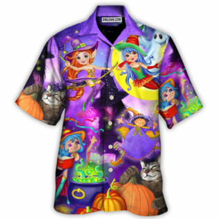 Halloween Funny Witch Ghost Cute Boo In The Magic Forest Art Style - Hawaiian Shirt - Owl Ohh - Owl Ohh