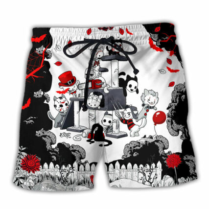 Cat Horror Kitten Halloween Cosplay - Beach Short - Owl Ohh - Owl Ohh