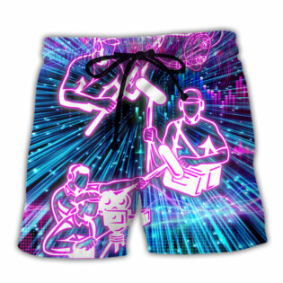 Sound Engineer Neon Style - Beach Short - Owl Ohh - Owl Ohh