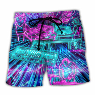 Audio Engineer Neon Style - Beach Short - Owl Ohh - Owl Ohh