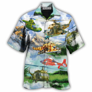 Helicopter Real Pilots Don't Need Runway Mountain Sky - Hawaiian Shirt - Owl Ohh - Owl Ohh