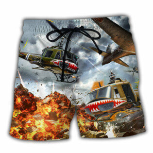Combat Aircraft Fly Sky Military Planes - Beach Short - Owl Ohh - Owl Ohh