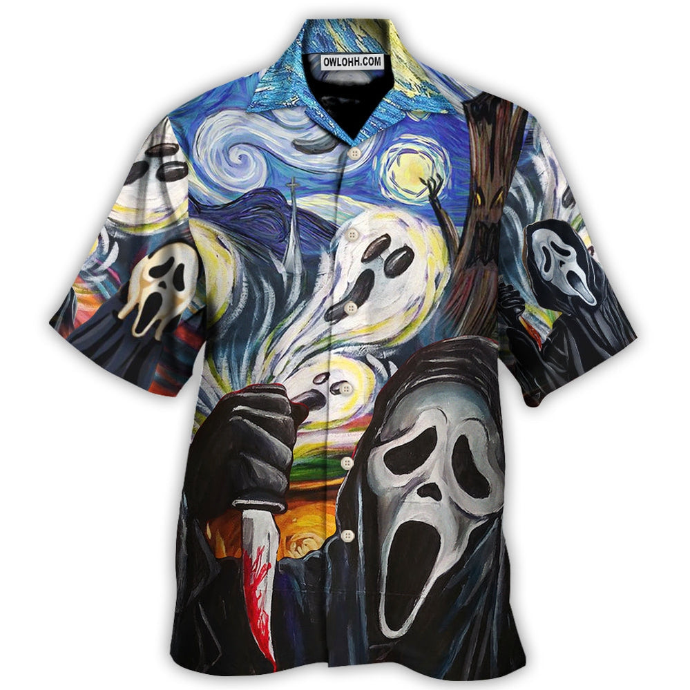 Halloween Ghost Scream Starry Night Funny Boo Art Style - Hawaiian Shirt - Owl Ohh - Owl Ohh