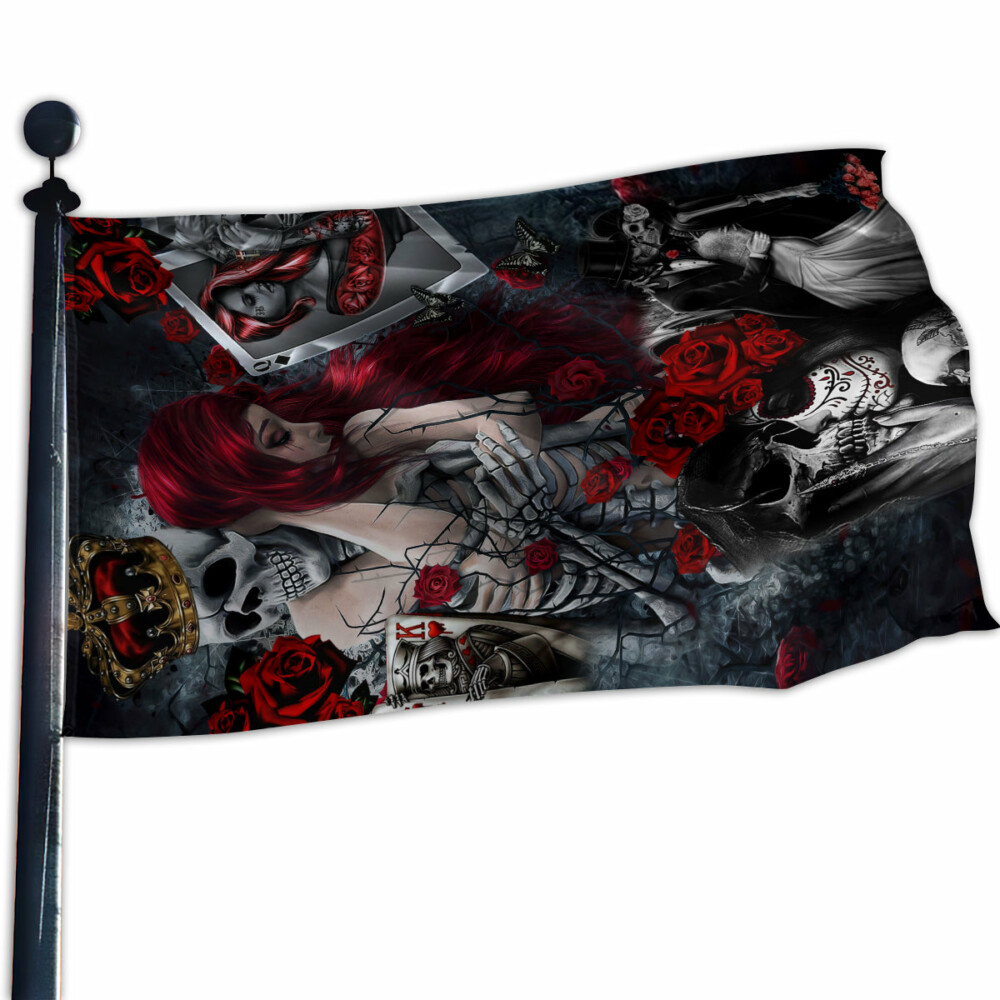 Skull Love Is Life Rose - House Flag - Owl Ohh - Owl Ohh