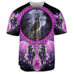 Native American Wolf Dreamcatcher Art - Baseball Jersey - Owl Ohh - Owl Ohh