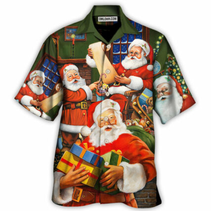 Christmas Santa Claus Gift For Xmas Art Style - Hawaiian Shirt - Owl Ohh for men and women, kids - Owl Ohh