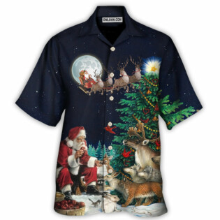 Christmas Santa Giving Christmas For Everyone Christmas Night - Hawaiian Shirt - Owl Ohh - Owl Ohh