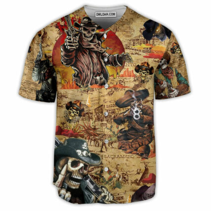 Pirate Cowboy Skull Love Life Vintage - Baseball Jersey - Owl Ohh